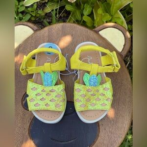 Sugar toddler girl pineapple sparkly sandals yellow and green size 6 - NEW